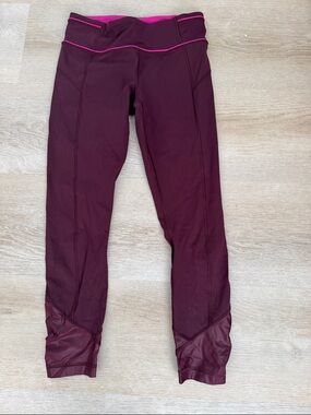 lululemon athletica Burgundy Leggings with Pink Trim